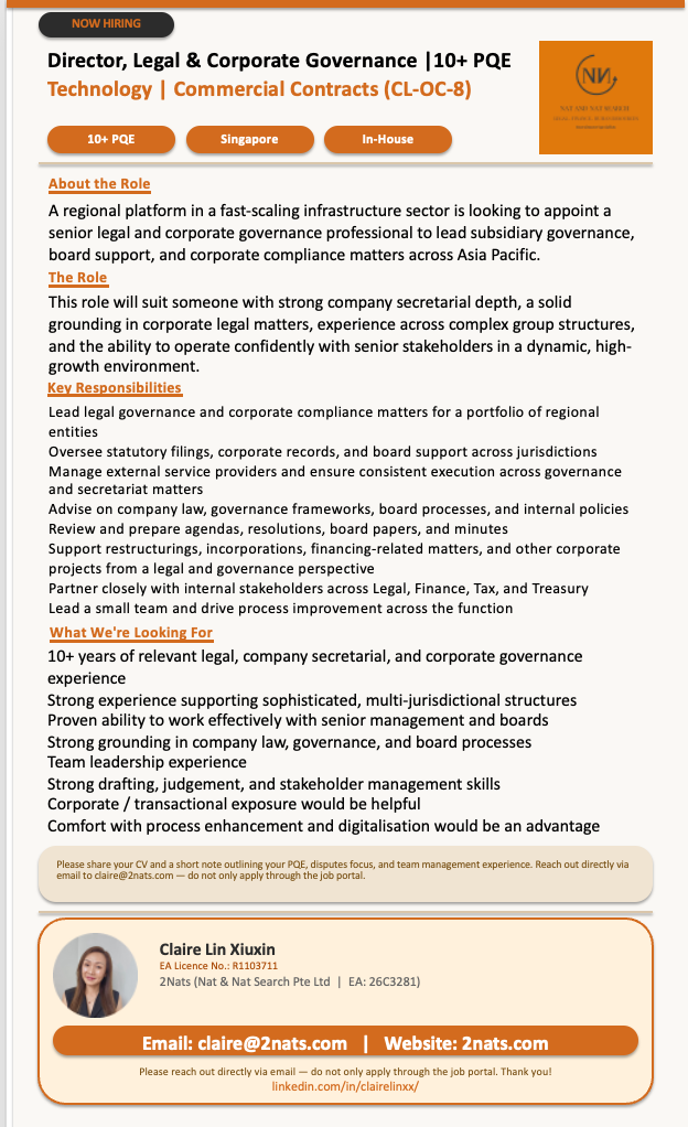Senior/ Legal Director (Disputes & Team Leadership) (10+ PQE)