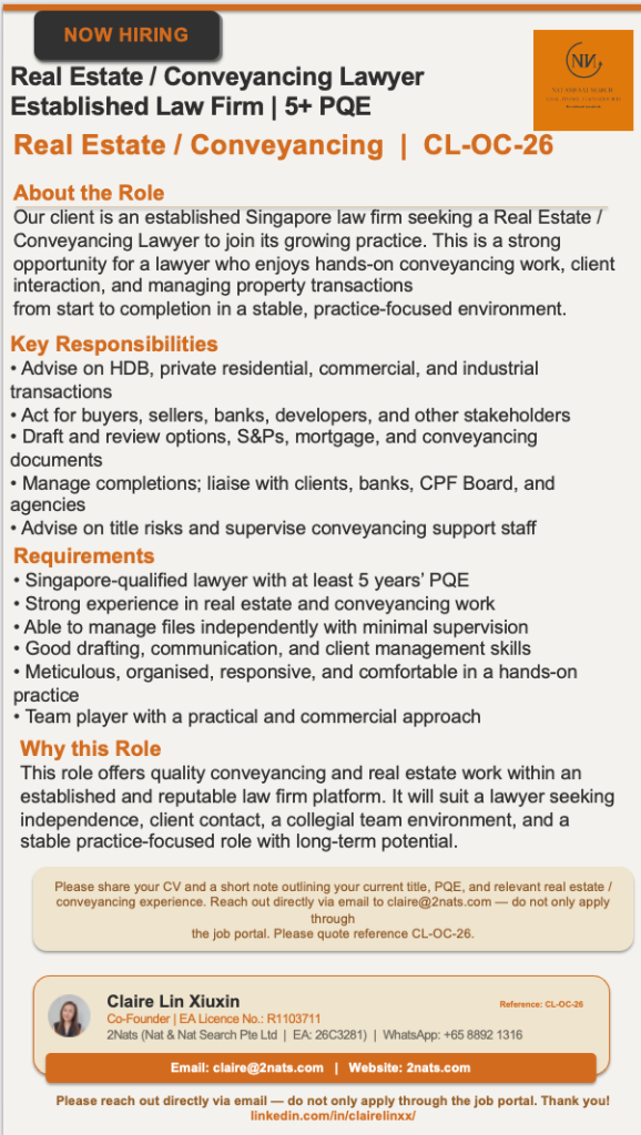 Real Estate / Conveyancing Lawyer | Established Law Firm | 5+ PQE (CL-OC-26)