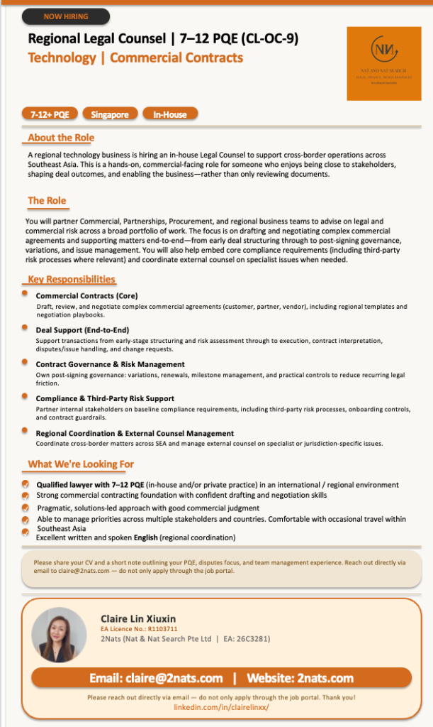 Regional Legal Counsel (Commercial Contracts) | CL-OC-9