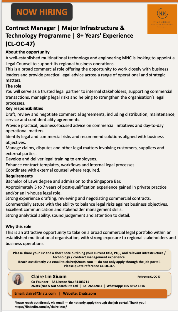 Legal Counsel | Corporate & Commercial | 5–7 Years PQE (CL-OC-48)