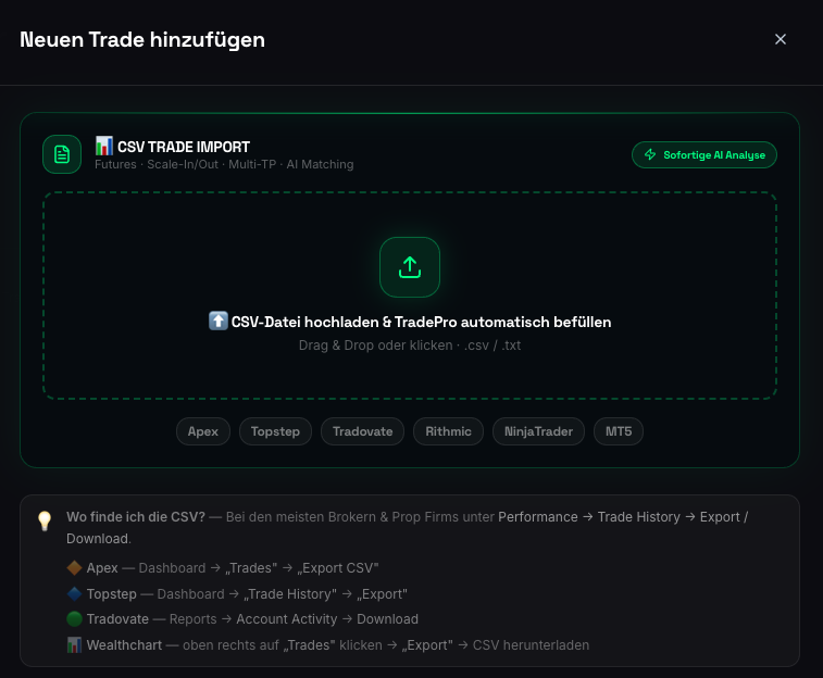 TradePro CSV Import Interface