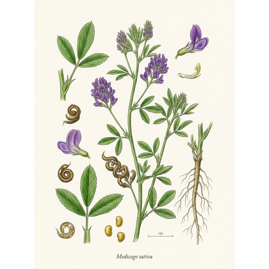 Alfalfa (Medico sativa) - Medicinal herb used for Tissue Repair, Digestive Disorders
