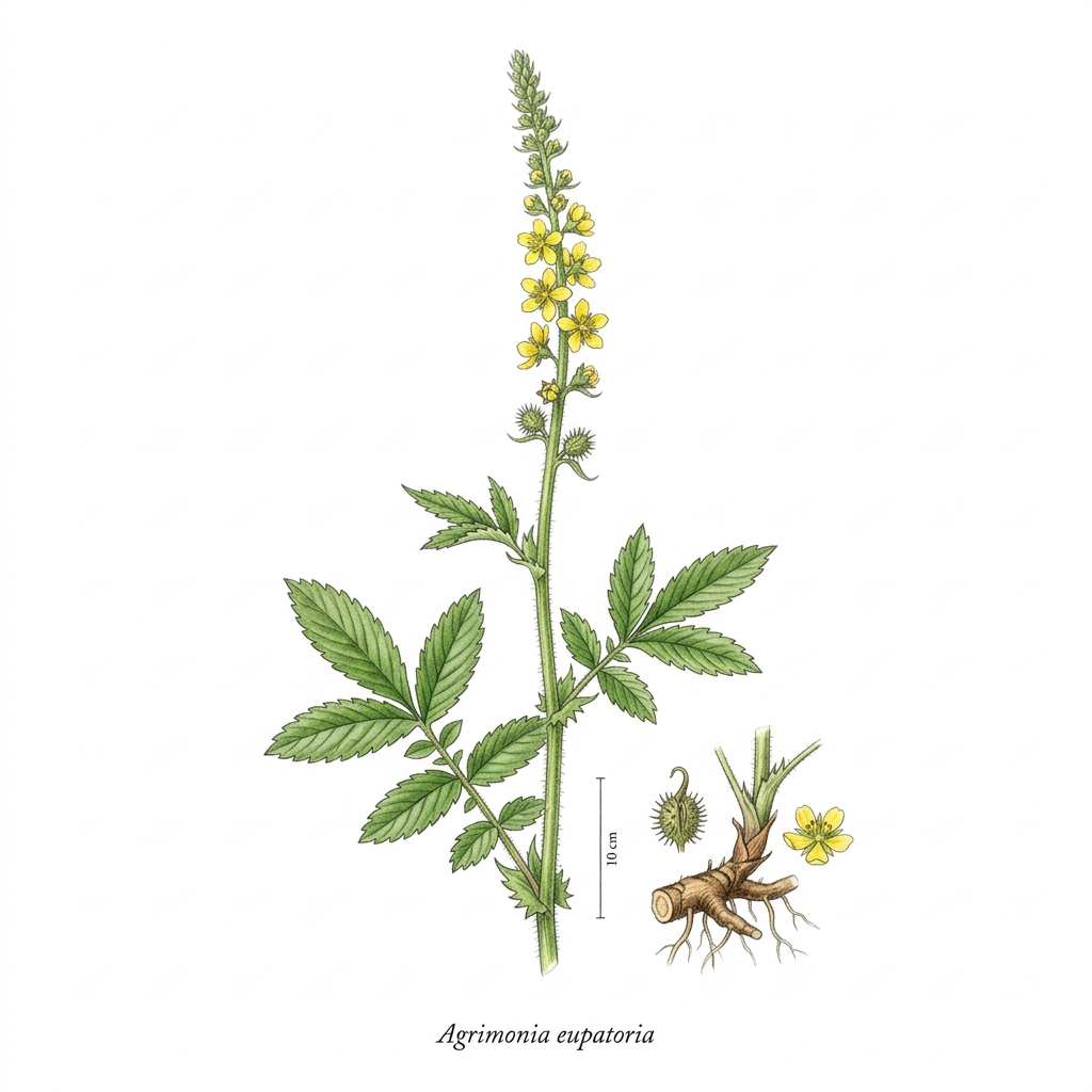 Agrimony (Agrimonia eupatoria) - Medicinal herb used for Asthma, Bronchitis