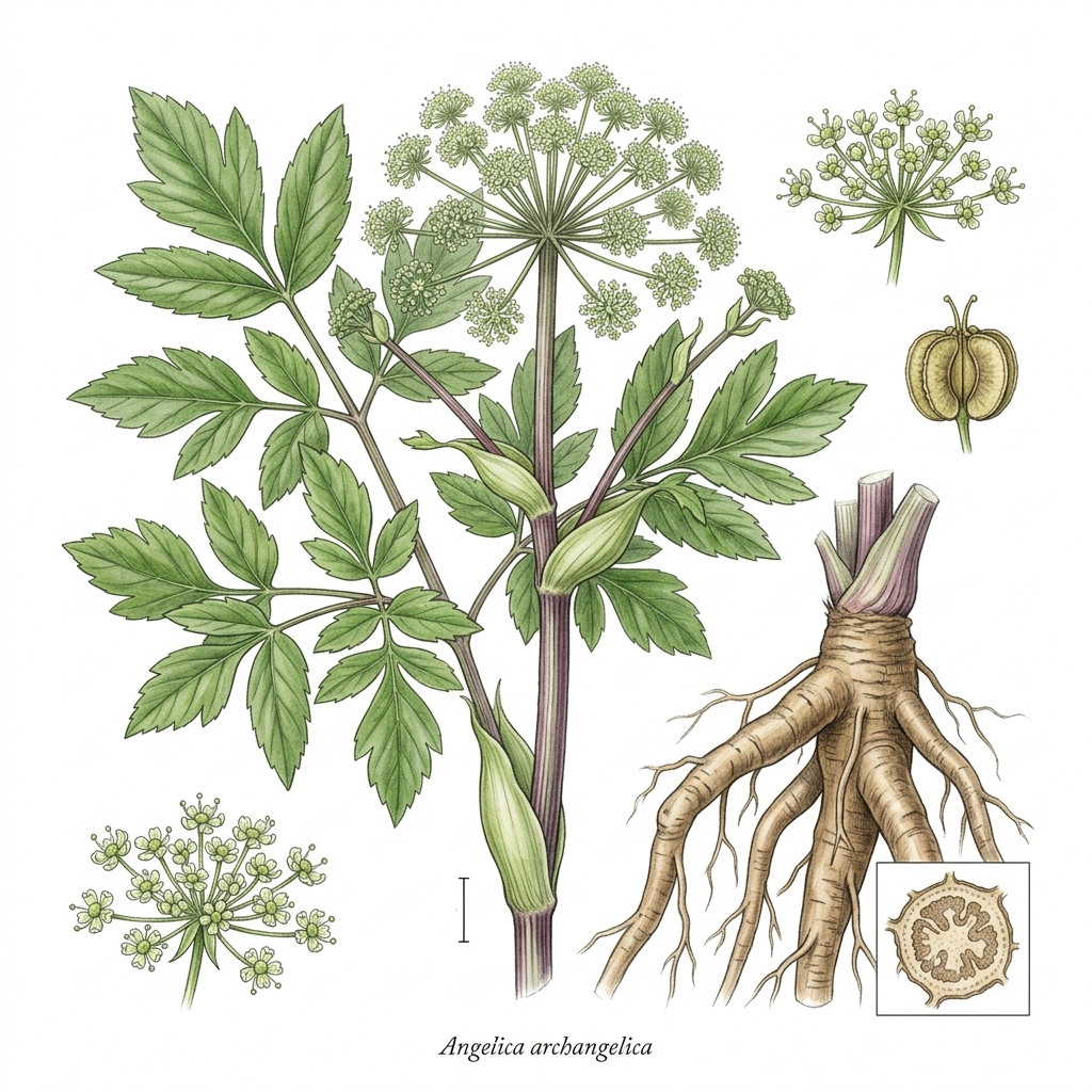 Angelica (Angelica archangelica) - Medicinal herb used for Indigestion, Coughs