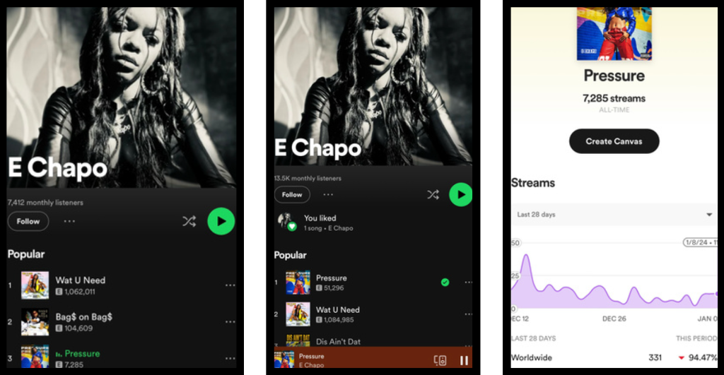 Spotify Growth — E Chapo (7.4K → 13.5K Monthly Listeners)