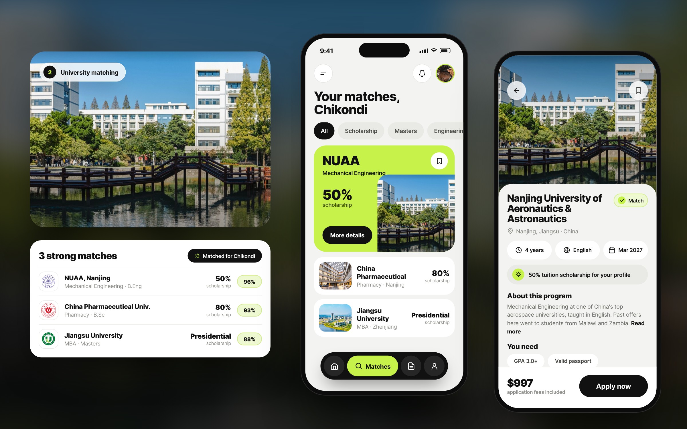 Dream Admissions app: university matches with scholarships