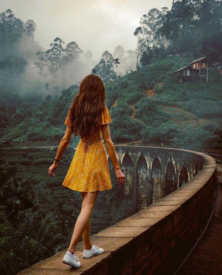 Tourists on Nine Arch Bridge in Sri Lanka