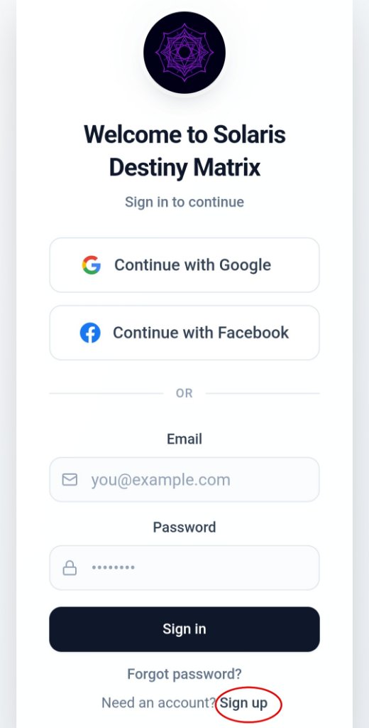 Login screen with the Sign up link circled at the bottom
