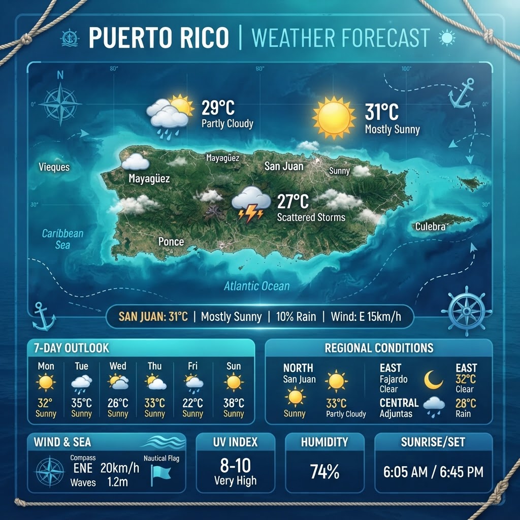 Independence Day Weather: Sunny Skies and Breezy Shores Across Puerto Rico