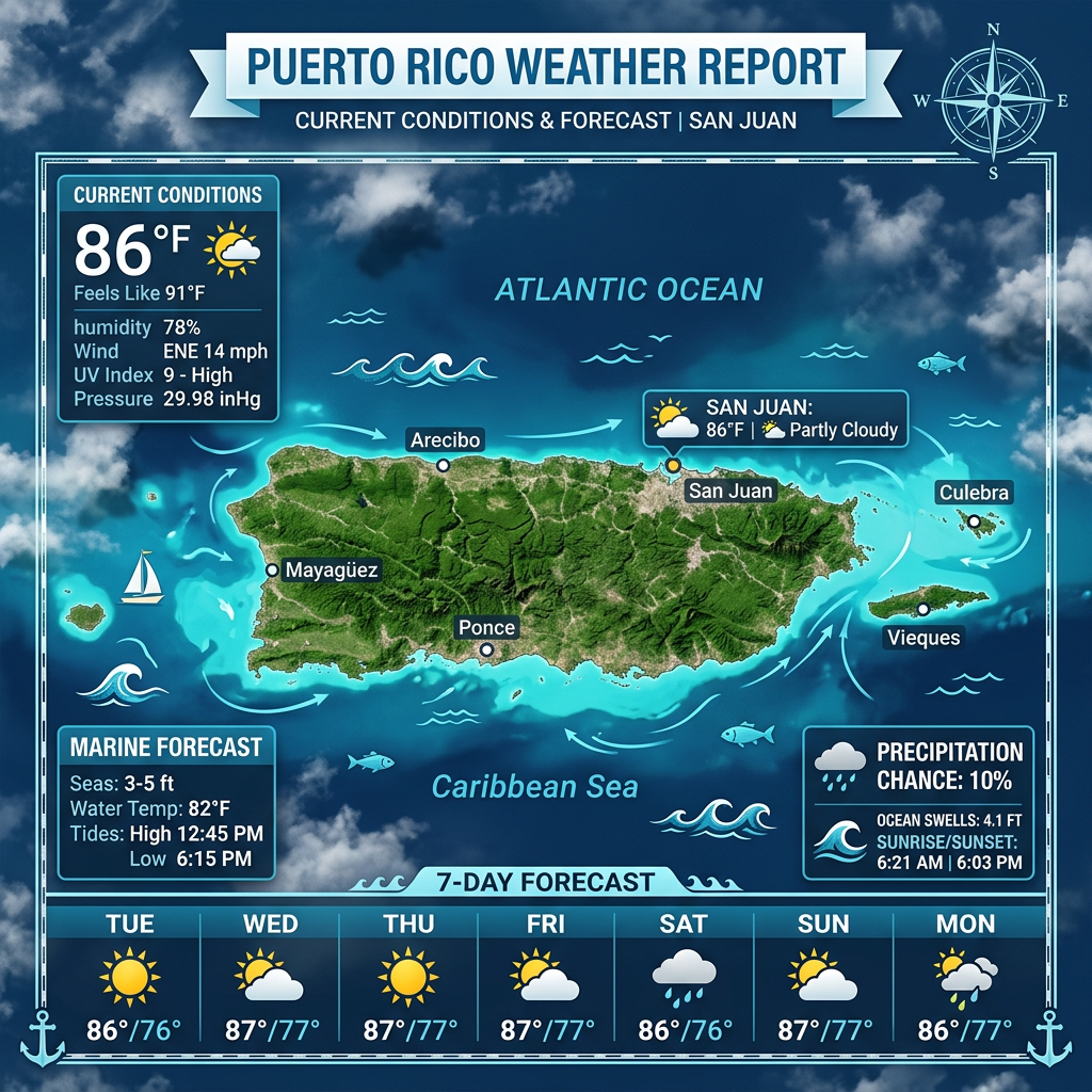 🌞 Sunny and Breezy Conditions Across Puerto Rico