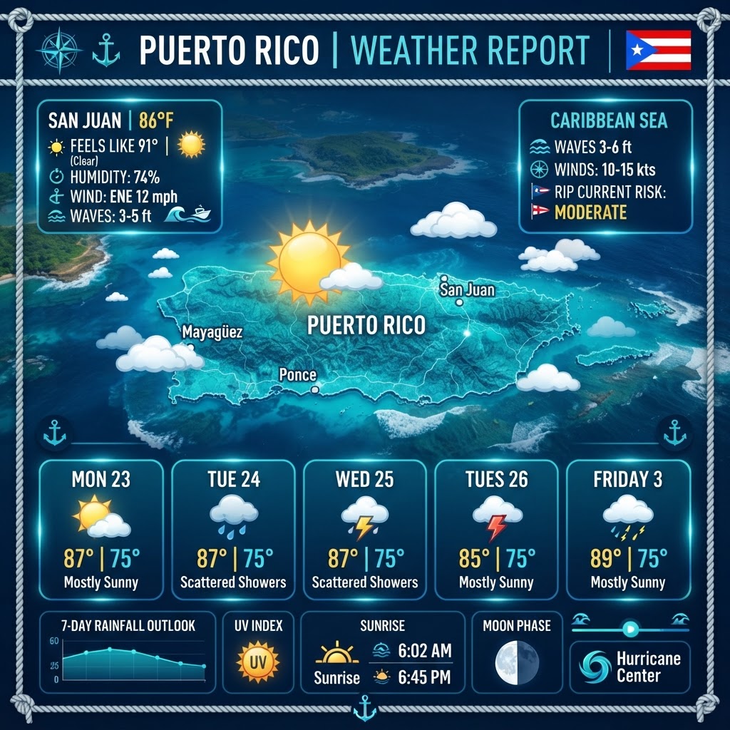 Puerto Rico Weather Update: Scattered Showers and Moderate Marine Conditions