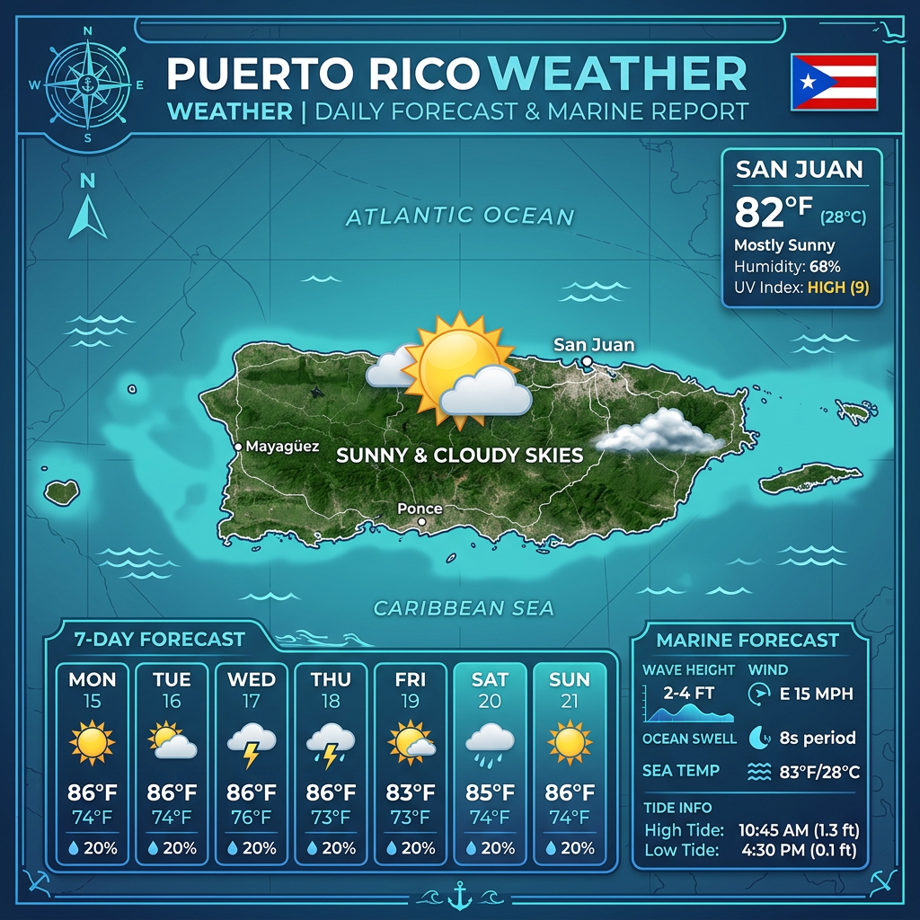 🌞 Sunny Skies and Pleasant Breezes in Puerto Rico Today