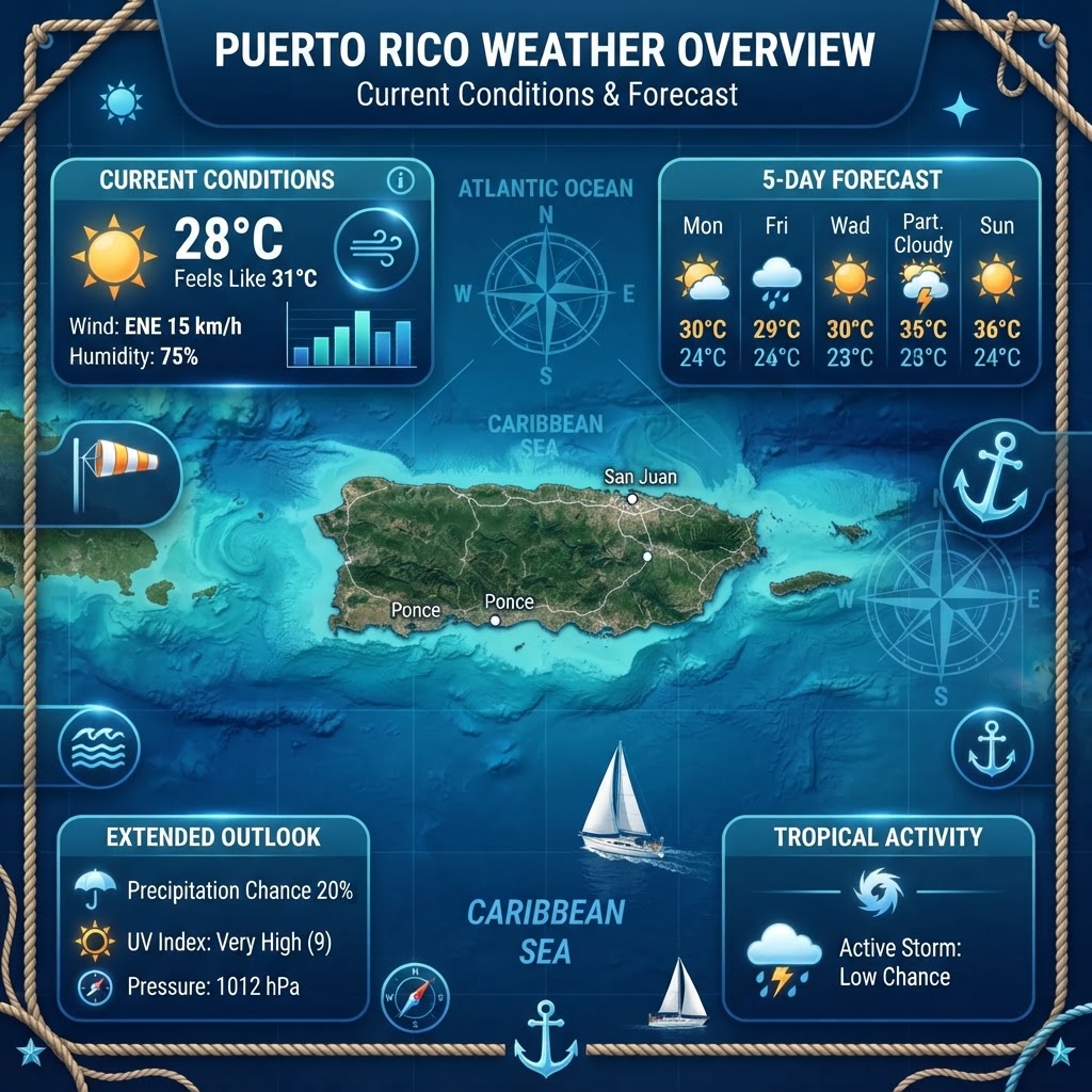Tropical Wave Update: Scattered Showers and Moderate Marine Conditions for Puerto Rico