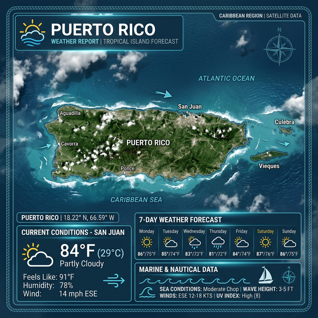 🌞 Sunny and Breezy Conditions Across Puerto Rico
