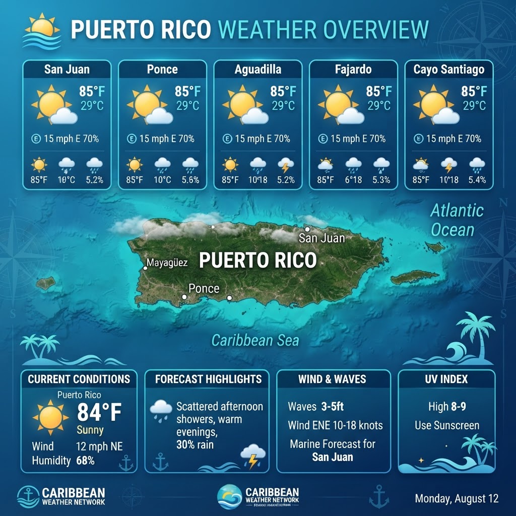 Puerto Rico Coastal & Marine Weather Outlook: Gentle Trade Winds & Moderate Seas