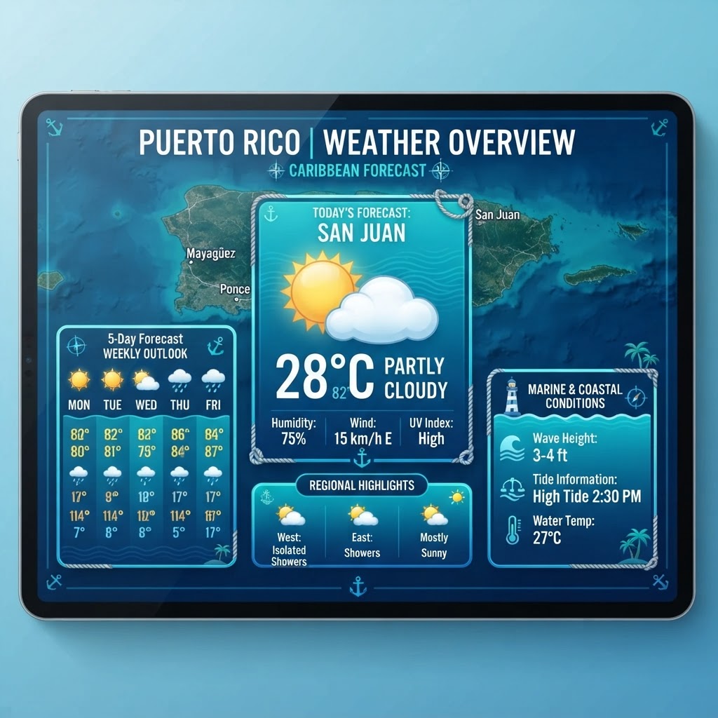 Puerto Rico Marine & Regional Weather: Moderate Seas and Passing Showers Across Island Waters