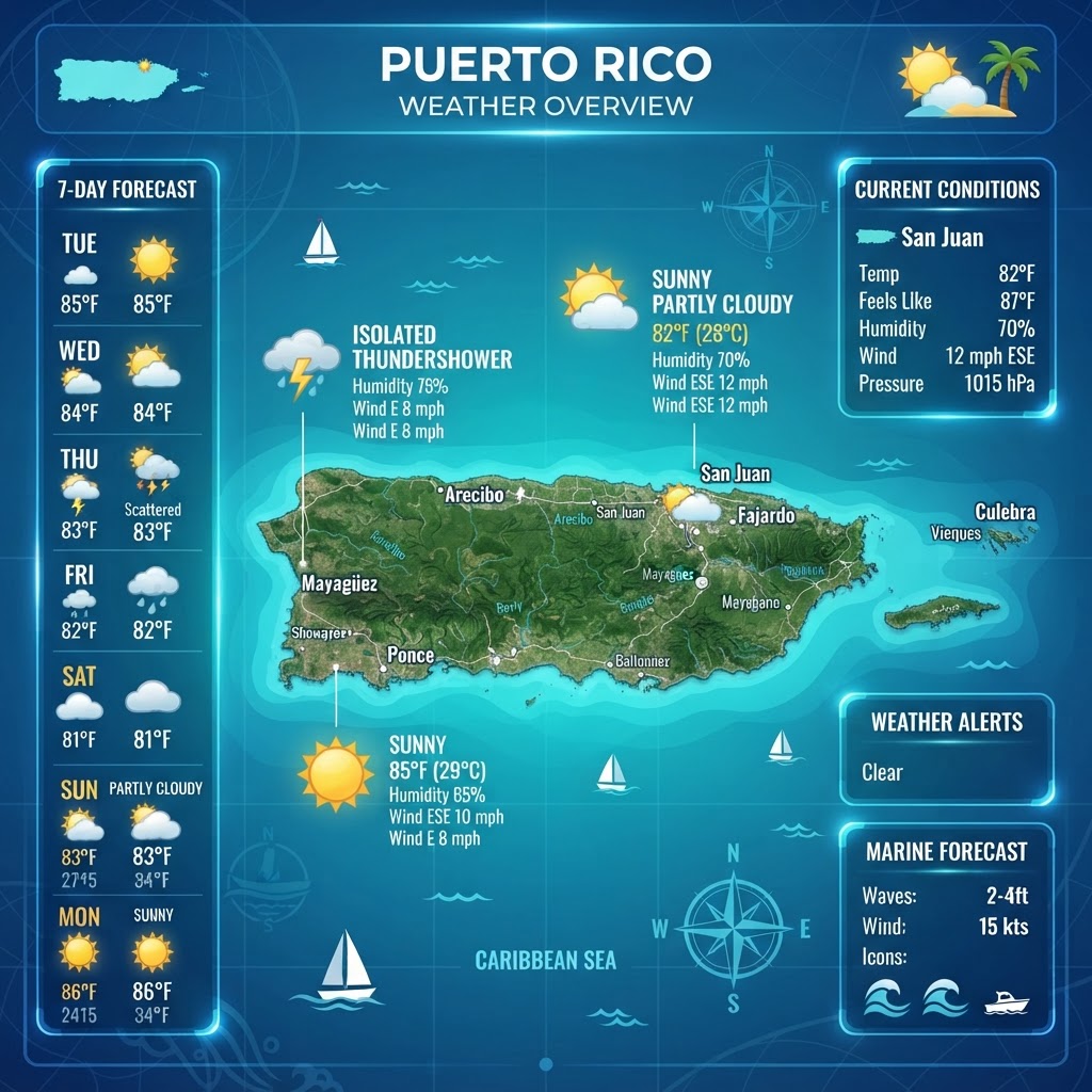 Tropical Trades and Coastal Heat: Puerto Rico Marine & Weather Update