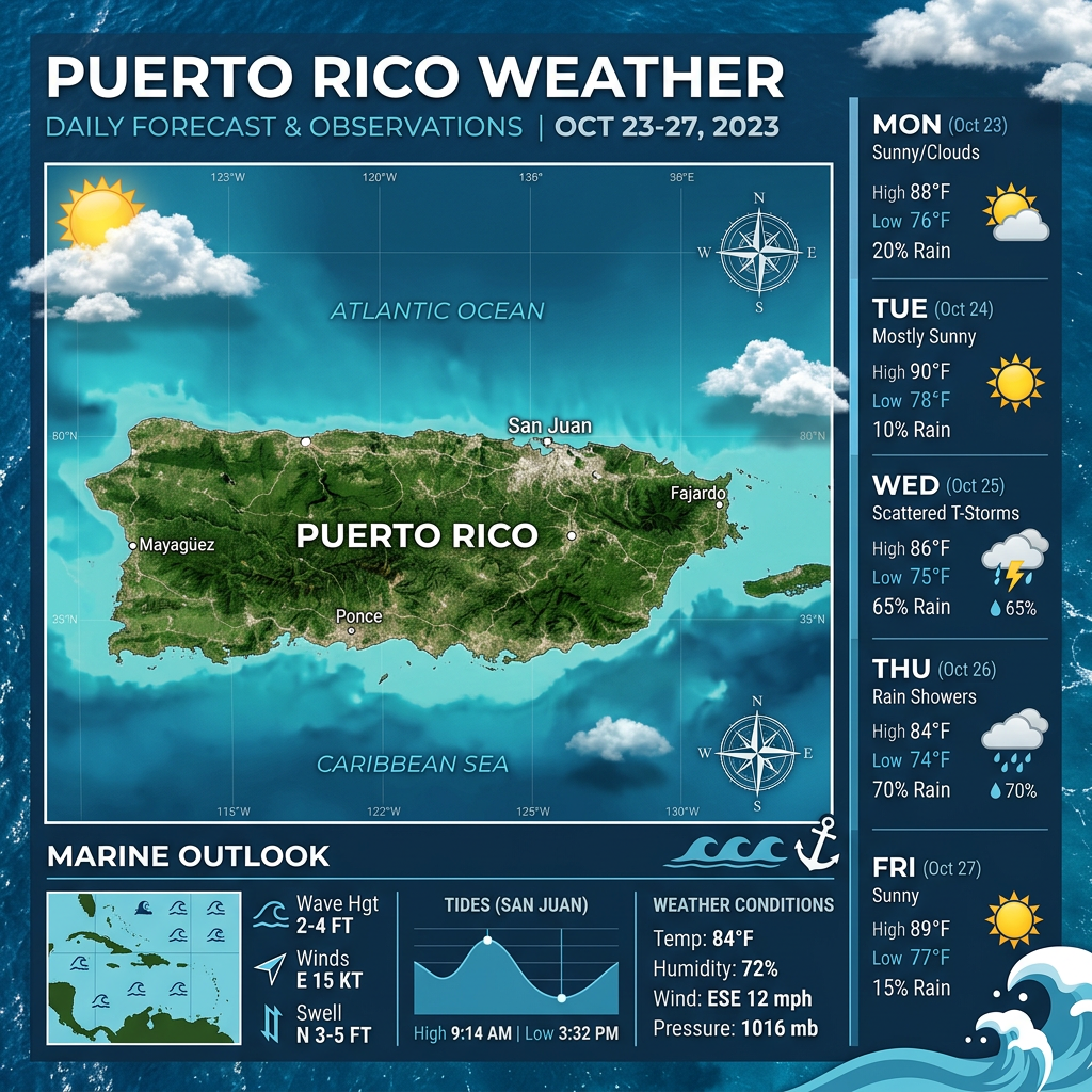 🌞 Sunny and Breezy Conditions Across Puerto Rico