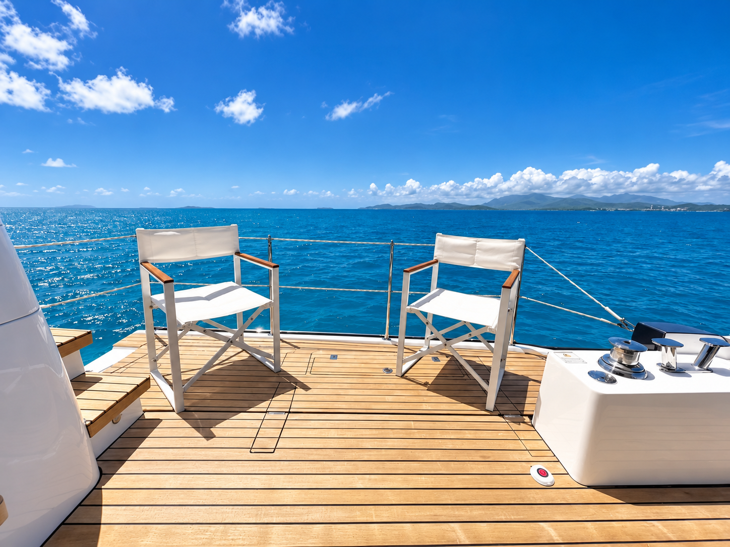 Private yacht aft deck overlooking the ocean en route to Culebra, Puerto Rico