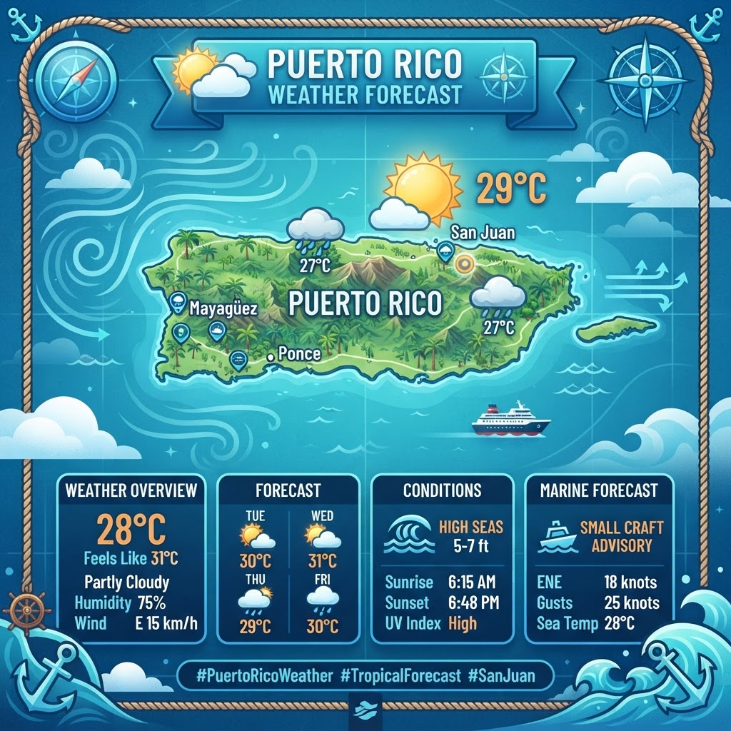 Tropical Moisture and Marine Advisories: Puerto Rico Weather Update