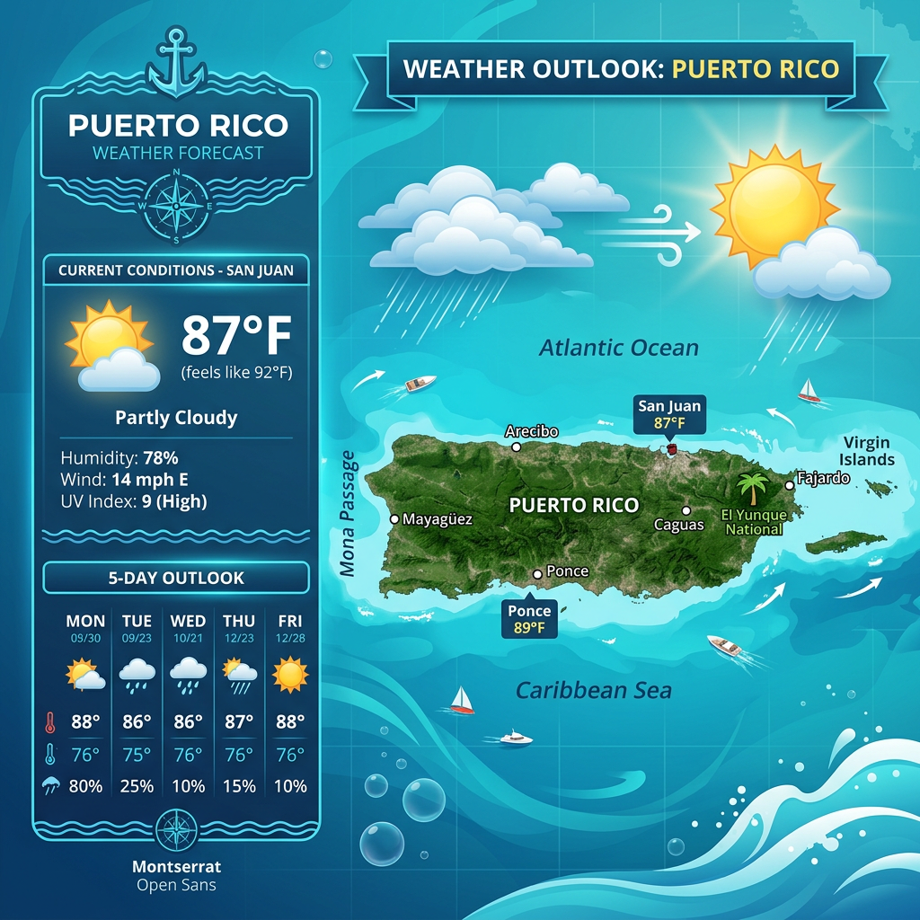 🌞 Sunny Skies and Breezy Conditions in Puerto Rico Today