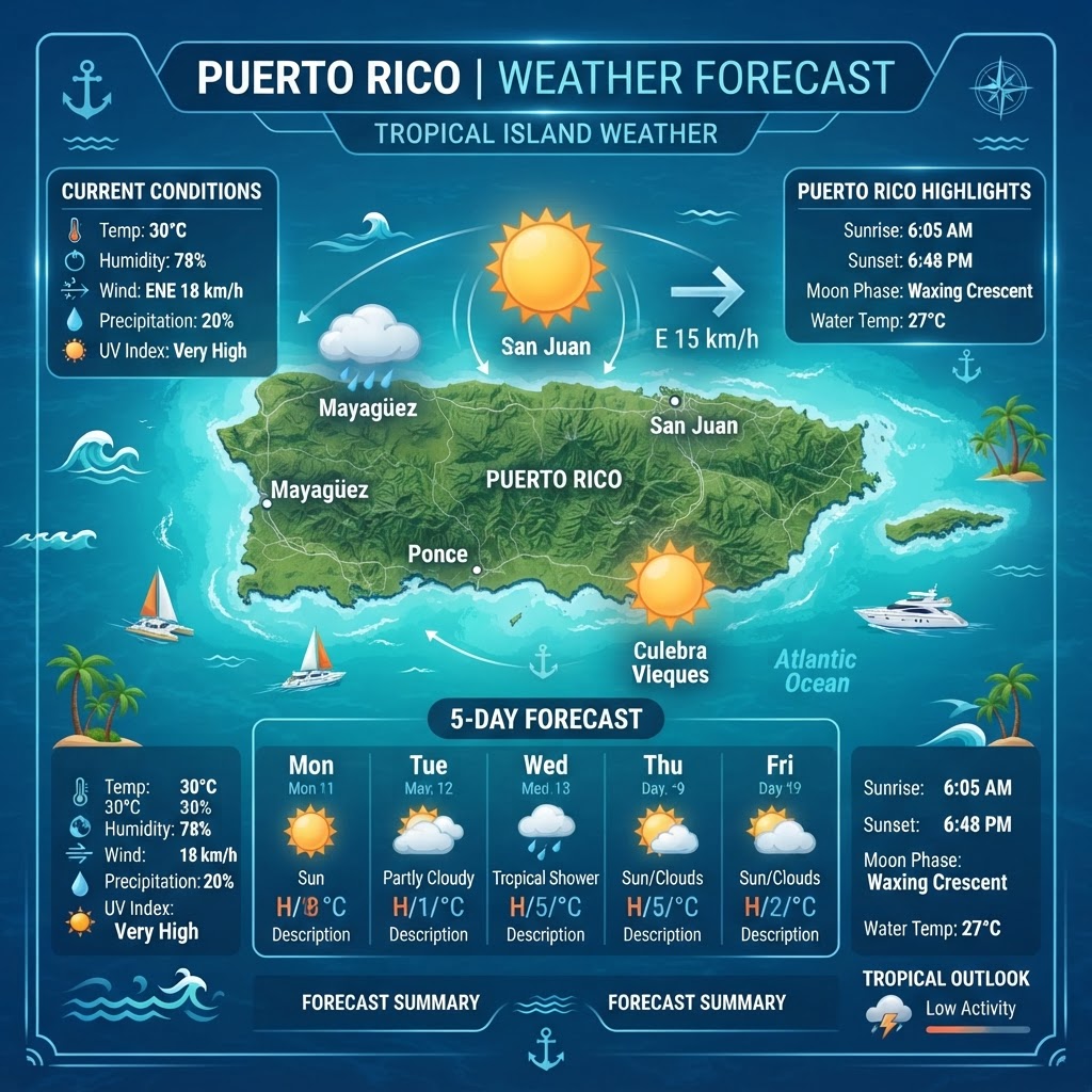 Puerto Rico Weather & Marine Update: Breezy Conditions and Passing Showers