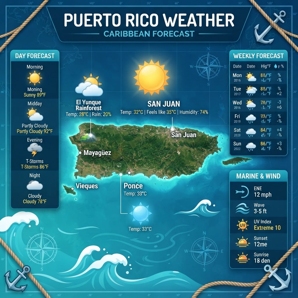 Puerto Rico Weather Alert: Tropical Remnants to Bring Showers and Hazardous Seas