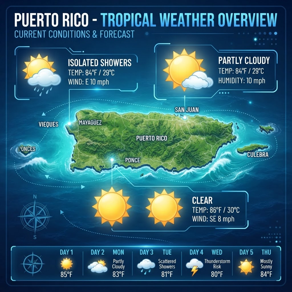 Puerto Rico Marine & Coastal Update: Moderate Seas and Passing Showers