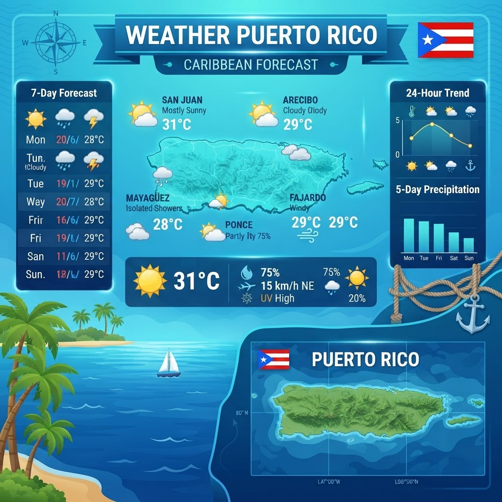 Puerto Rico Weather & Marine Report: Gentle Seas with Coastal Heat Warnings