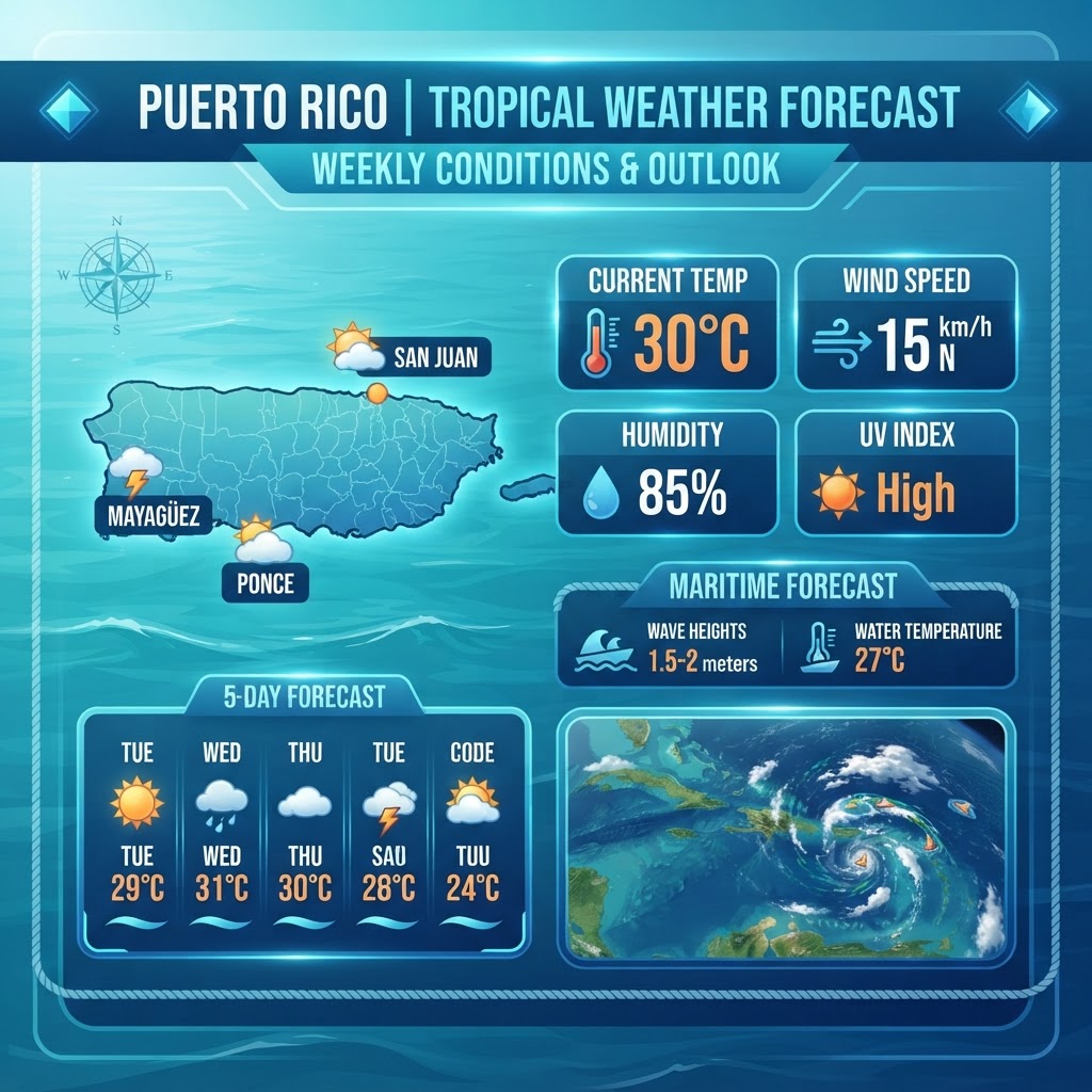 Puerto Rico Weather & Marine Outlook: Breezy Trades and Moderate Rip Current Risk