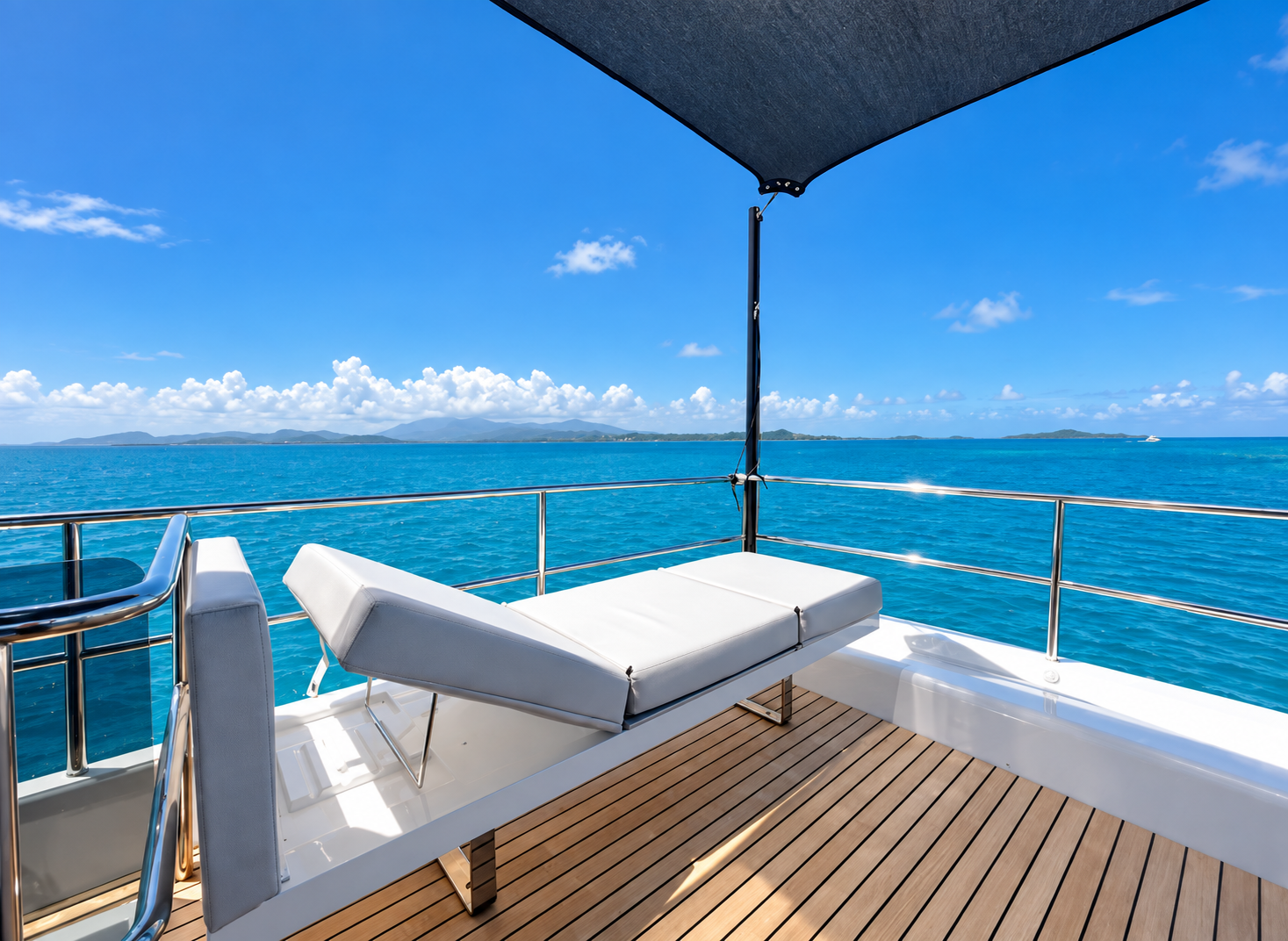 Private yacht anchored in turquoise waters off Icacos, Puerto Rico