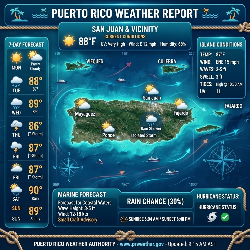 Hazy Horizons and Tropical Trades: Puerto Rico's Daily Weather & Marine Outlook