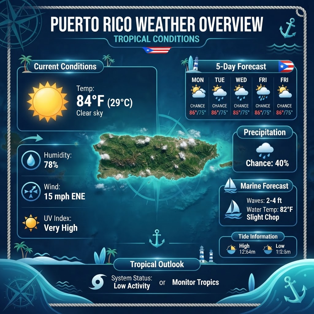Puerto Rico Weather & Marine Outlook: Tropical Watch and Coastal Breezes