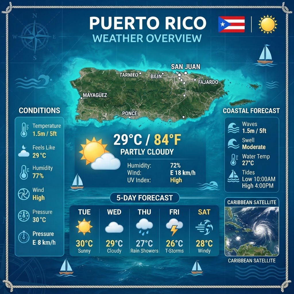 Puerto Rico Weather Update: Quiet Conditions Before Mid-Week Rain