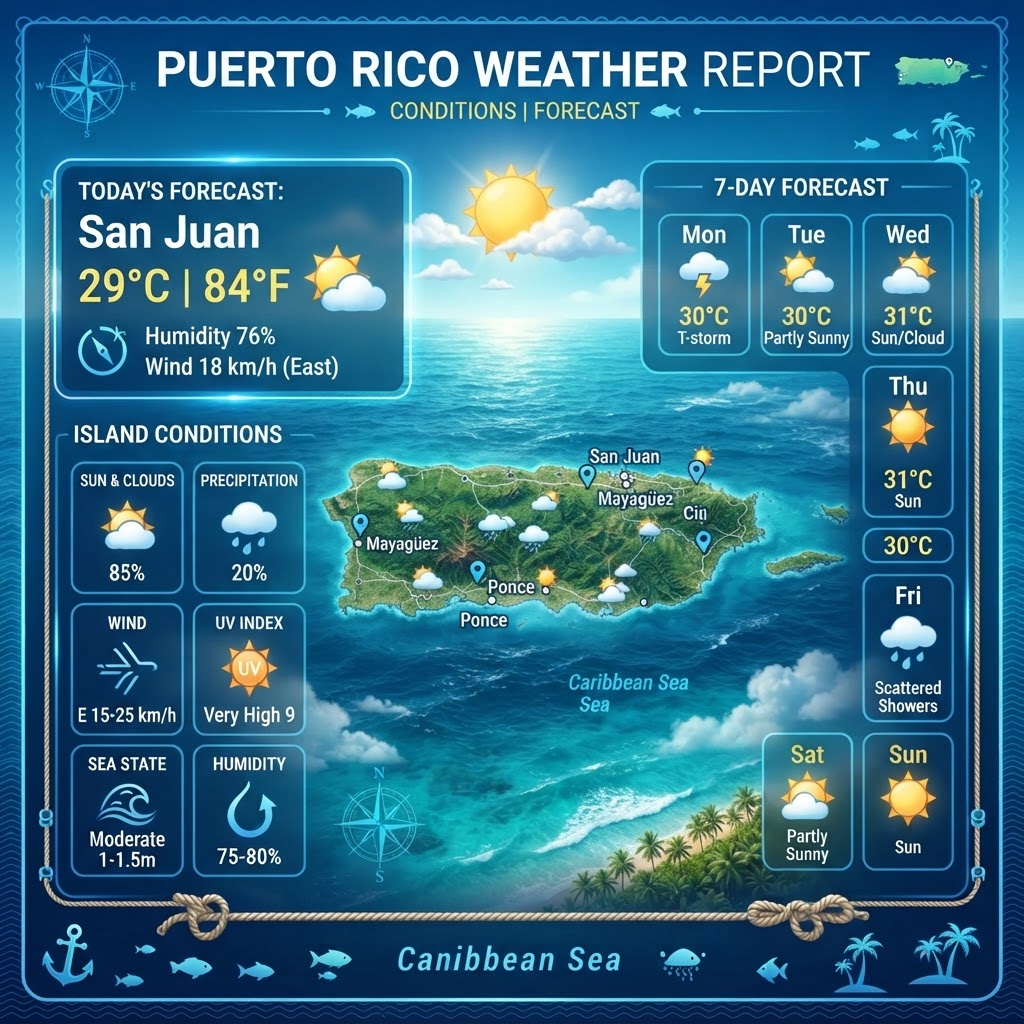 Tropical Trade Winds and Sun-Drenched Shores: Puerto Rico's Daily Outlook