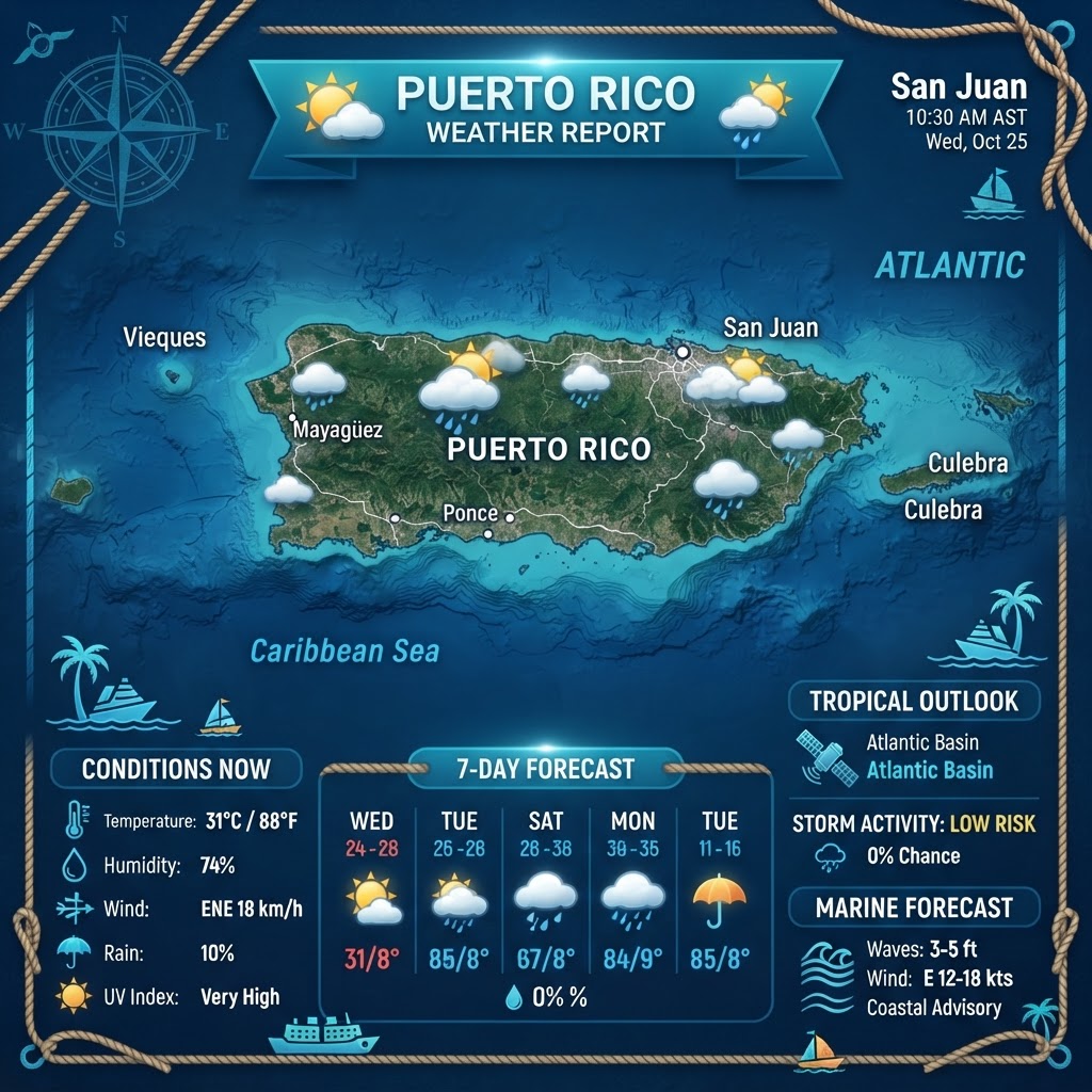 Puerto Rico Weather Update: Heat Advisories and Choppy Seas Through the Weekend