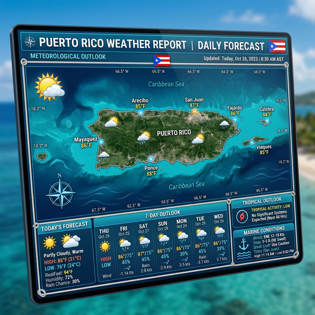 🌞 Sunny Skies and Breezy Conditions Across Puerto Rico