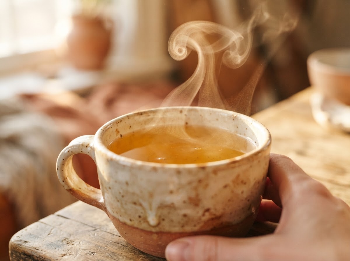 Steam rising from a cup of tea