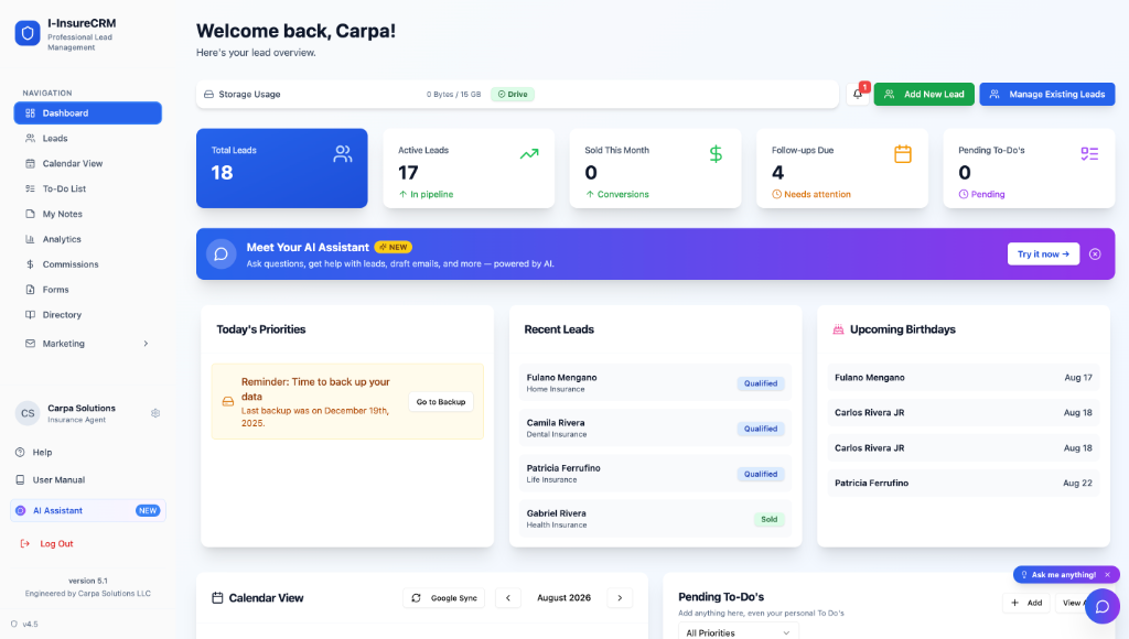 Dashboard & Navigation screenshot