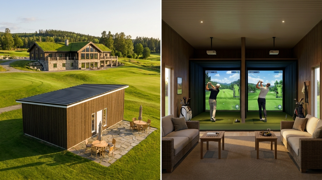 Golfsimulatorhall för golfklubb – nyckelfärdig installation med Trackman