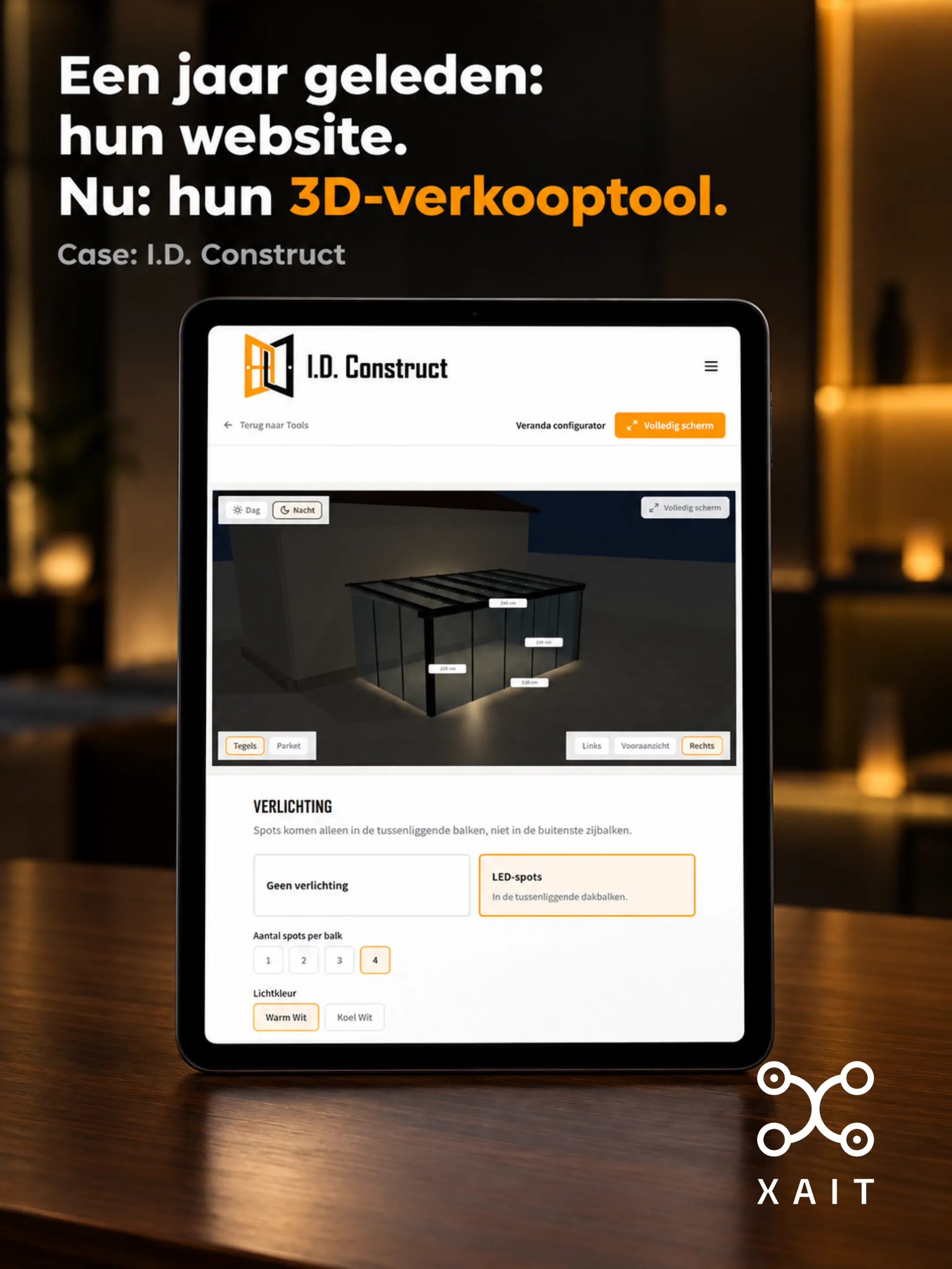 Projectvisual van 3D-verandaconfigurator voor I.D. Construct