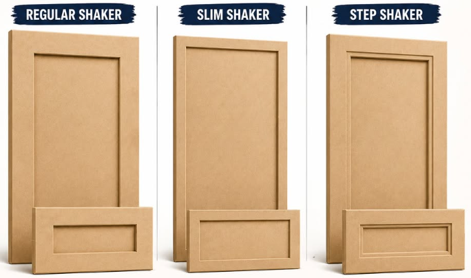 Regular Shaker, Slim Shaker, and Step Shaker Ranger MDF cabinet doors