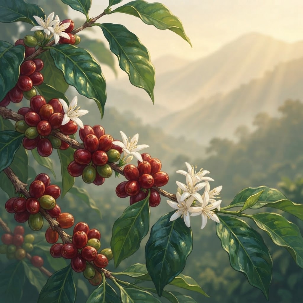 Ripe coffee cherries