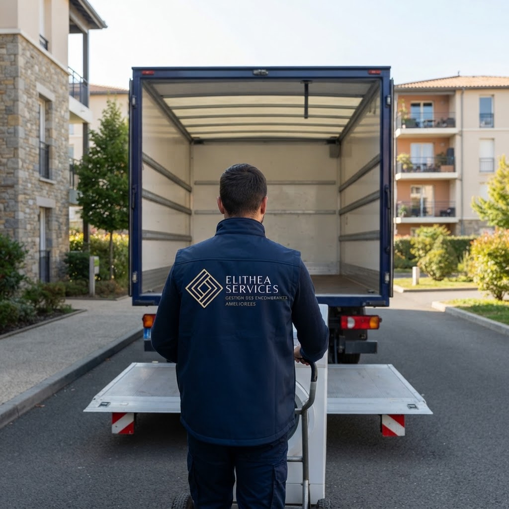 Agent Elithea Services chargeant des encombrants dans un camion