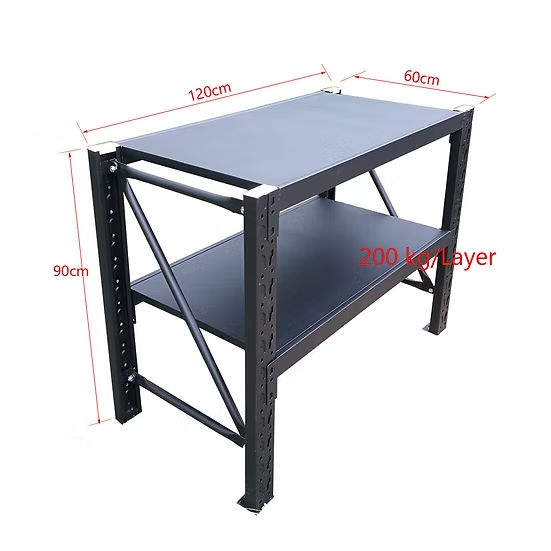 900H × 1200W × 600D Heavy Duty Steel Workbench – 200kg/Tier - Matt Black