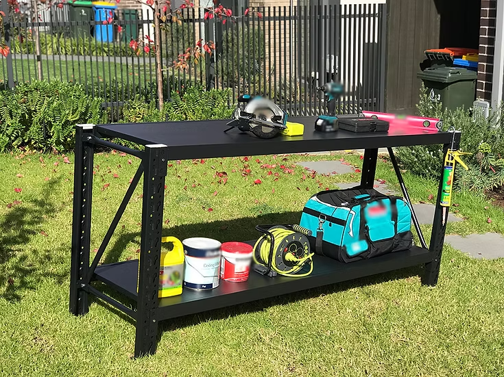 900H × 1500W × 600D Heavy Duty Steel Workbench – 200kg/Tier - Matt Black