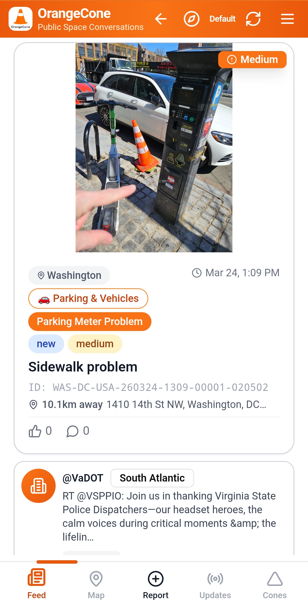 OrangeCone citizen feed screenshot