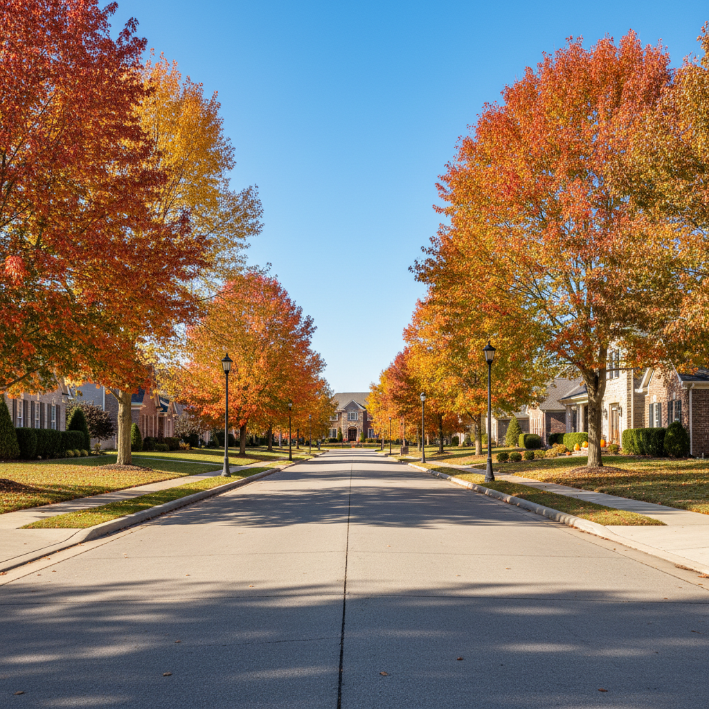 Suburban street autumn