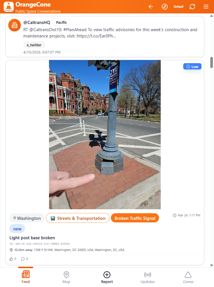 OrangeCone citizen feed screenshot