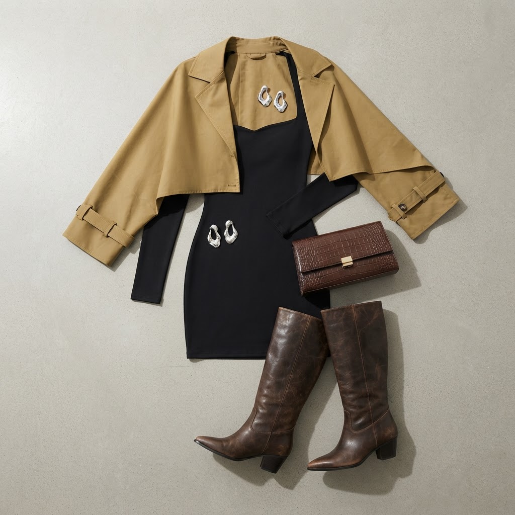 Architectural Trench & Sculpted Noir Date Night, outfit shared by lindsay's videos (date)